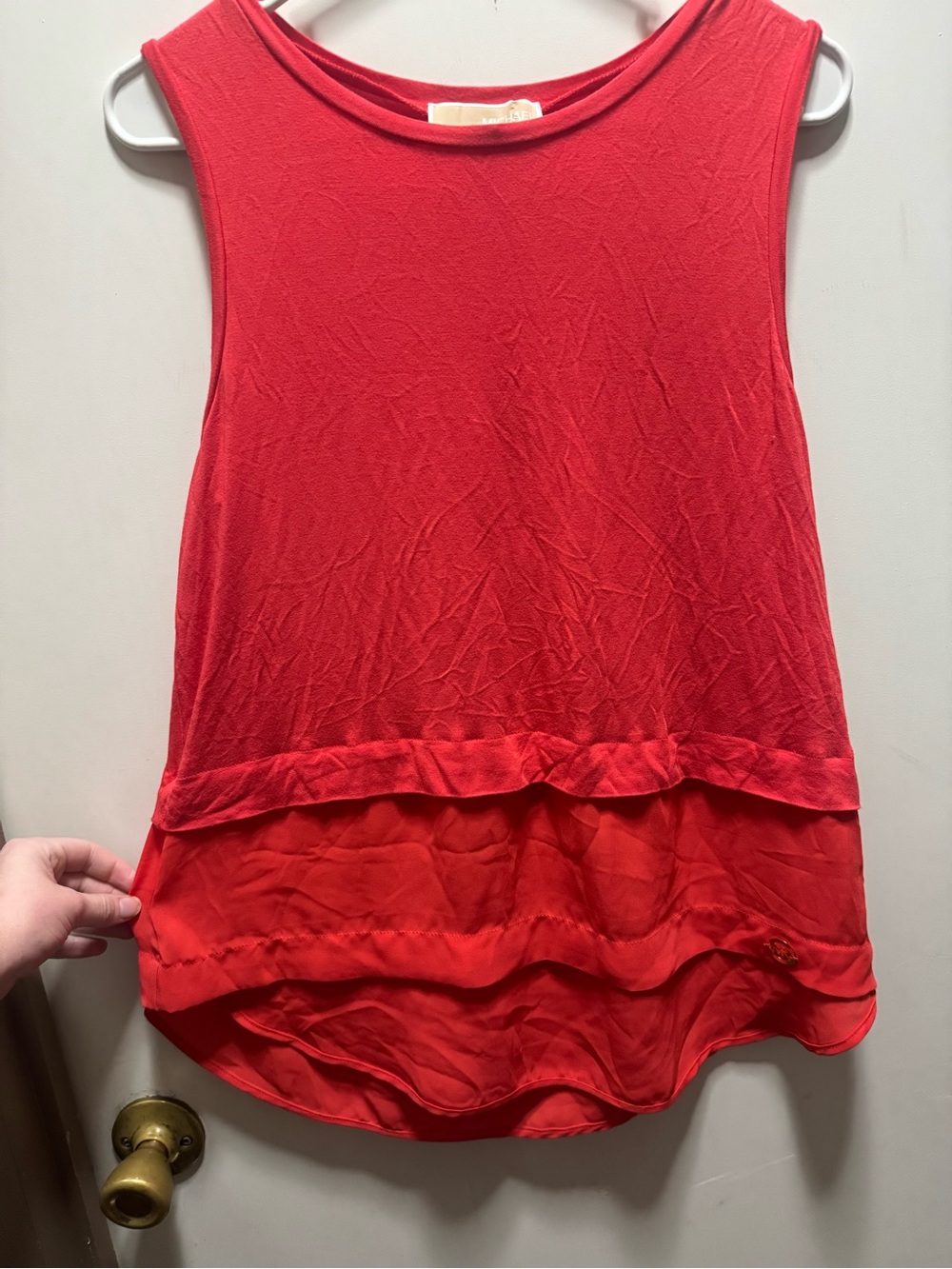 Michael Kors Coral-Red Sleeveless Layered Tank